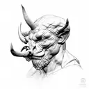 the thinker statue dishuised as the devil tattoo design idea