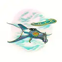 frisbee volando  tattoo design idea