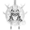 Create a tattoo illustrating a Dota hero in a traditional Japanese art style tattoo design idea