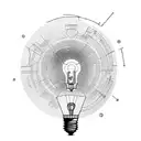 A light bulb surrounded by dopamine molecules tattoo design idea