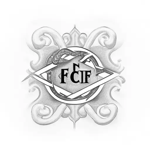 Initials CF with a crack in the middle symbolizing resilience and strength tattoo design idea