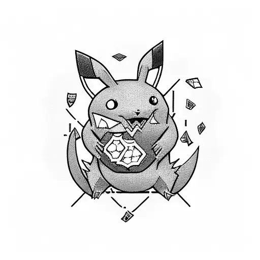 sad gambler Pokemon tattoo design idea