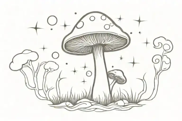 scary magic mushroom tattoo design idea