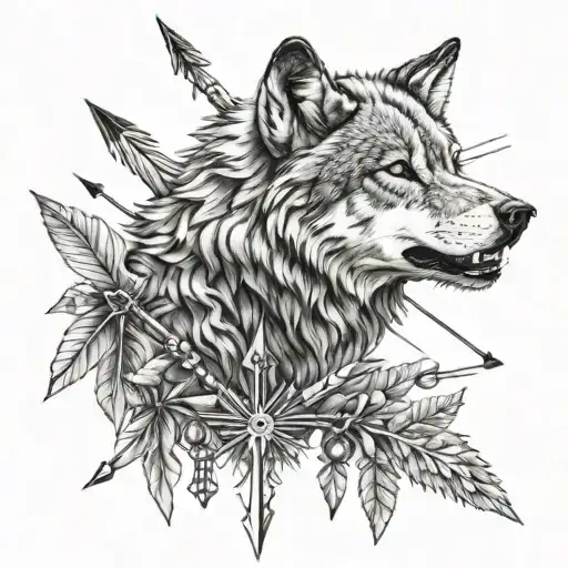 Wolf arrows sticking tattoo design idea