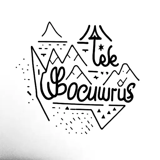 A mountain range forming the shape of the words 'Be Curious, Not Judgemental' tattoo design idea