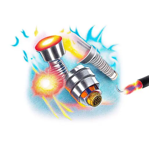piston smoking a spark plug tattoo design idea