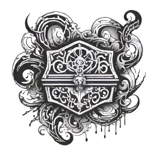 black metal chest abstraction tattoo design idea