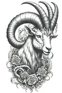 Create a demonized and angry goat, Add details of goat being bitten by snakes add a blank letter to tattoo design idea
