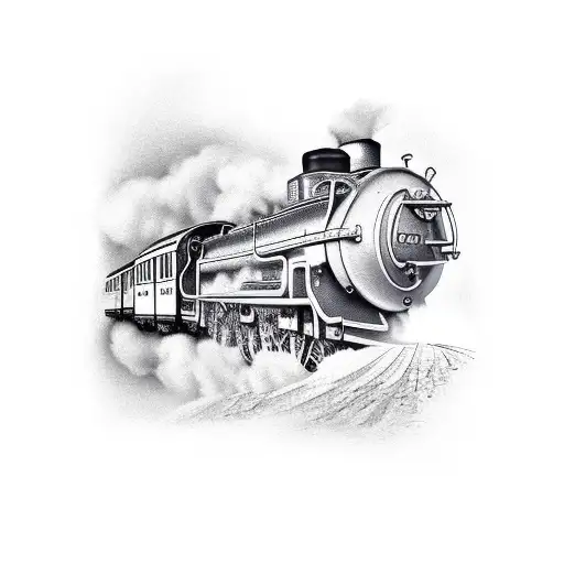 steam train tattoo design idea
