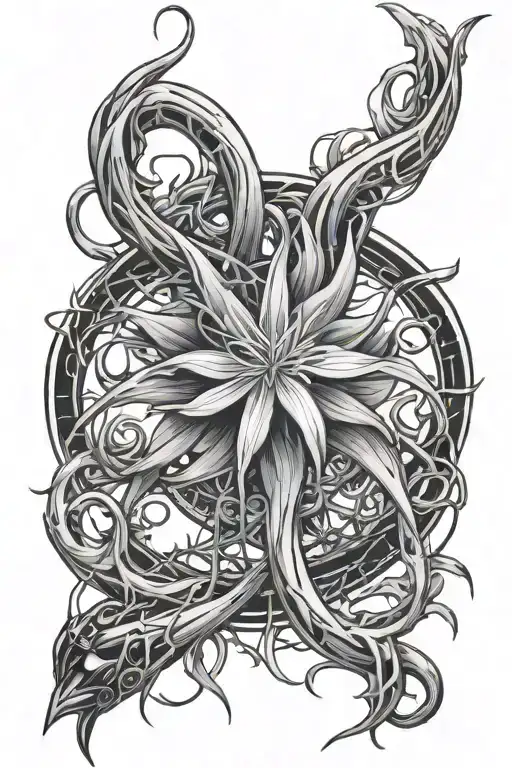Full metal alchemist metal arm holding tokyo ghoul spider lily  tattoo design idea