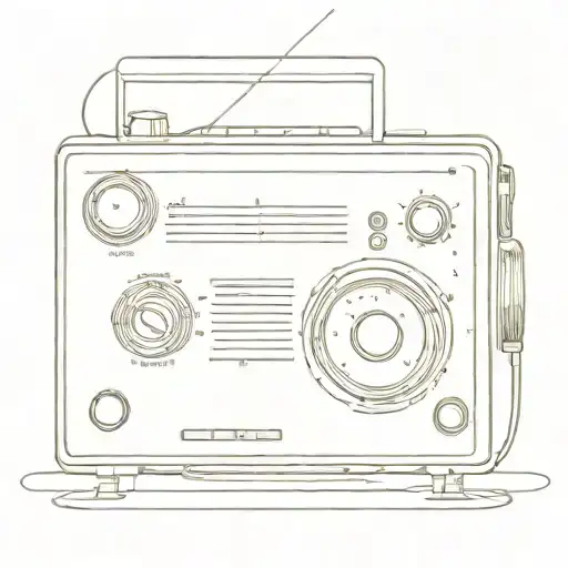 vintage radio on FM nu videogames in number 19.14 tattoo design idea