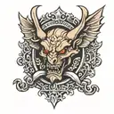 gargoyle royalty crest tattoo design idea
