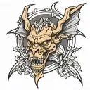 gargoyle royalty crest tattoo design idea