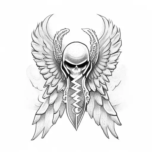 Hydra with angel wings tattoo design idea