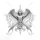 Hydra with angel wings tattoo design idea