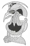 a Egyptian god thoth, upper chest only, armoured, detailed, blackwork tattoo design idea