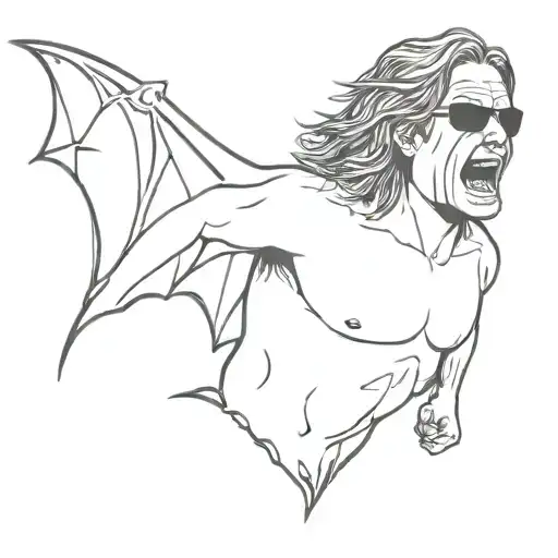 A minimalist tattoo of a silhouette of Ozzy Osbourne's iconic bat biting incident tattoo design idea