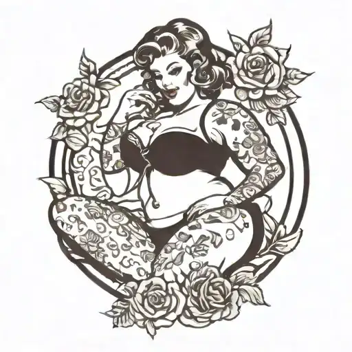 sexy chubby girl pinup  tattoo design idea