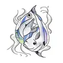 Pisces Fish with Proteus: Create a tattoo showcasing the two fish of Pisces swimming alongside Proteus, the shape-shifti tattoo design idea