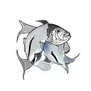 Pisces Fish with Proteus: Create a tattoo showcasing the two fish of Pisces swimming alongside Proteus, the shape-shifti tattoo design idea