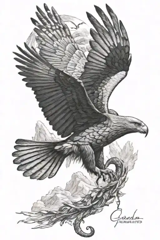 condor flying, puma b/w tattoo, snake coiled tattoo design idea