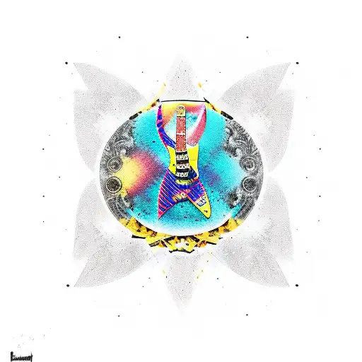 Electric guitar, messi, ball tattoo design idea