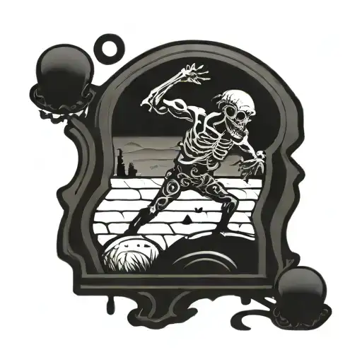 A zombie rising up from a graveyard headstone tattoo design idea