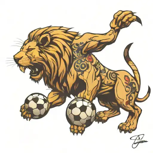 lion, soccer, 14, unbreakable tattoo design idea