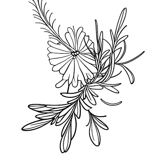 rosemary and butterfly  tattoo design idea