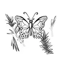 butterfly with rosemary tattoo design idea