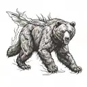 cowboy grizzly bear ripping through skin opening tattoo design idea