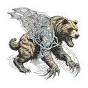 cowboy grizzly bear ripping through skin opening tattoo design idea