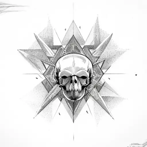 raven skull inside pentagram  tattoo design idea