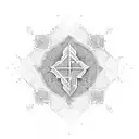 Dotwork design of a coding language infused with religious symbols tattoo design idea