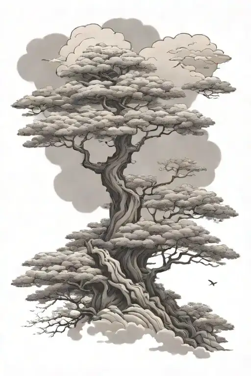 Japanese tree clouds  tattoo design idea