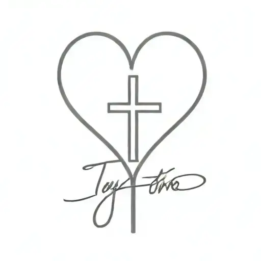 heart with cross and text of TY tattoo design idea