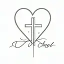 heart with cross and text of TY tattoo design idea