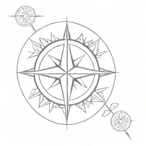 world wanderer compass rose tattoo design idea