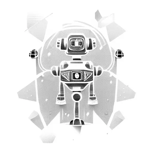 A futuristic mining robot with a pop music twist tattoo design idea