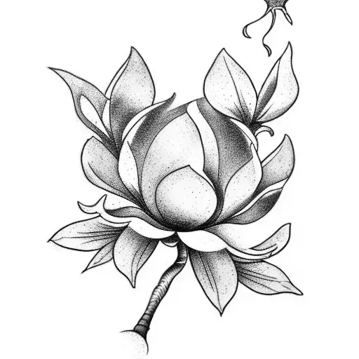 Design a medieval-inspired tattoo with a magnolia tree and a spear tattoo design idea