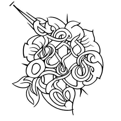 Design a medieval-inspired tattoo with a magnolia tree and a spear tattoo design idea