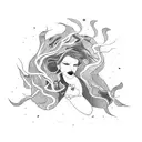 A dynamic dancer surrounded by swirling storm clouds tattoo design idea