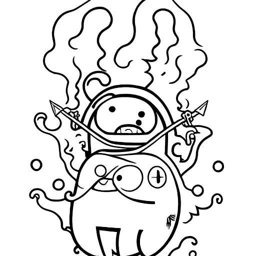 jake from adventure time with fire tattoo design idea