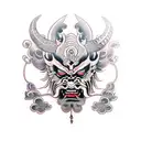 Oni warrior Mask neck tattoo with ropes  tattoo design idea