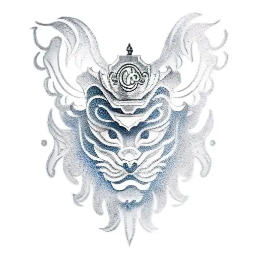A tattoo of 3 chinese guardian lions on top of each other representing hear no evil, speak no evil, see no evil  tattoo design idea