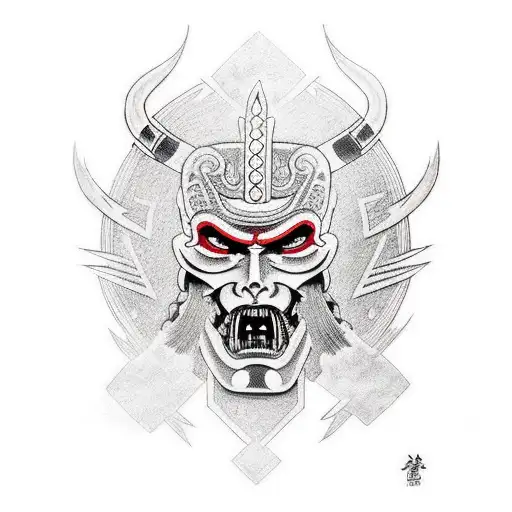Ares head with arroq tattoo design idea