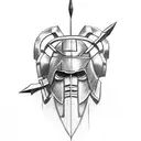 spartan head with arrow tattoo design idea