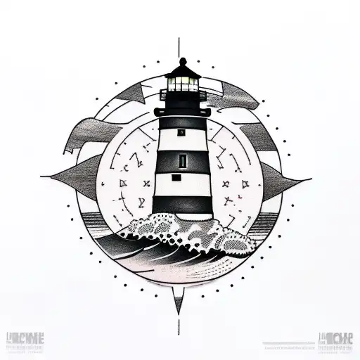 lighthouse with negative space tattoo design idea
