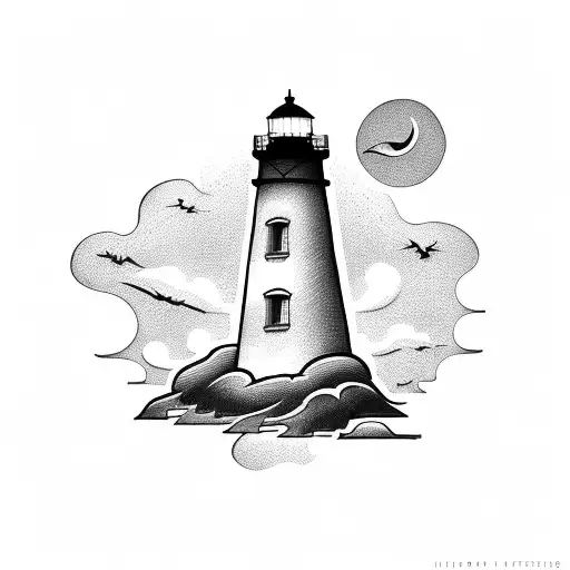 lighthouse with negative space tattoo design idea