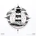 lighthouse with negative space tattoo design idea